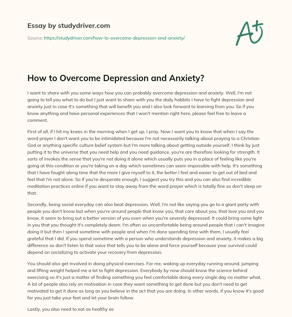 How to Overcome Depression and Anxiety? essay