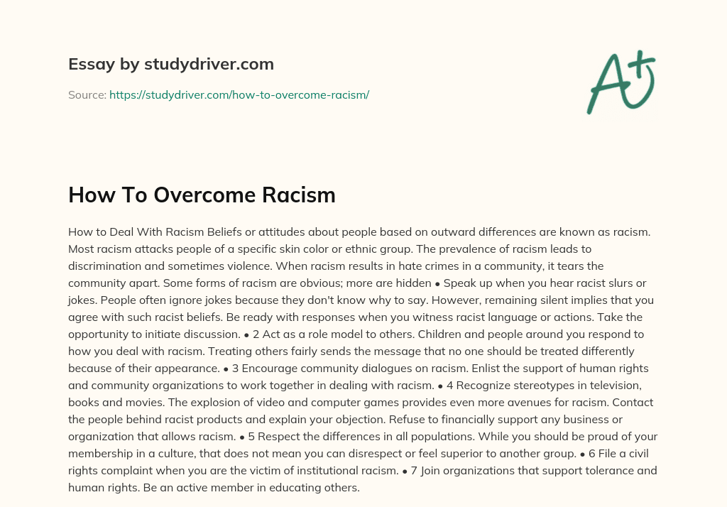 How to Overcome Racism essay