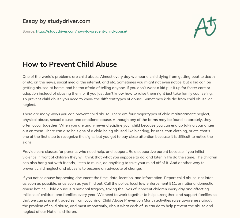 How to Prevent Child Abuse essay