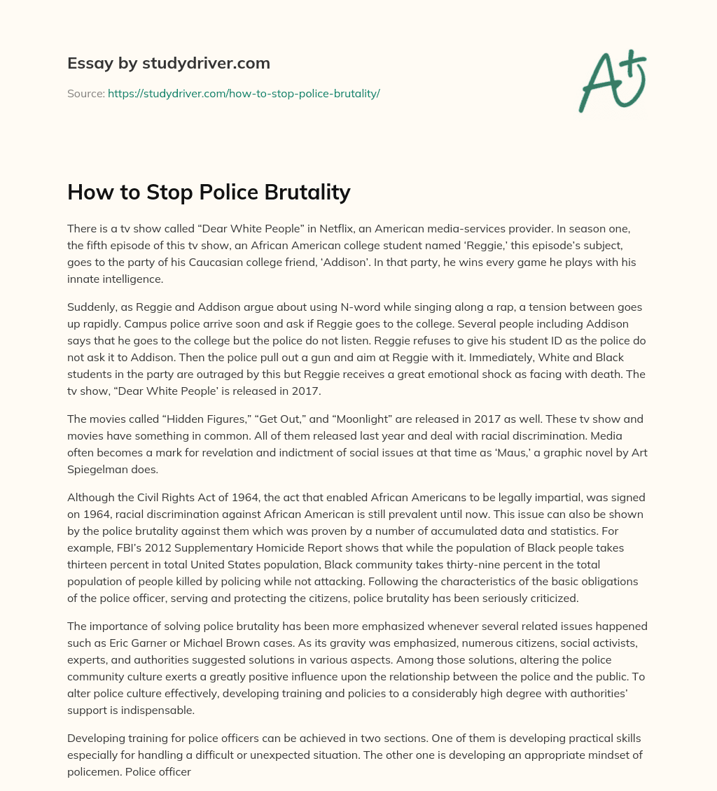 How to Stop Police Brutality essay