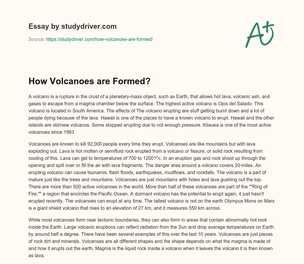 How Volcanoes are Formed? essay