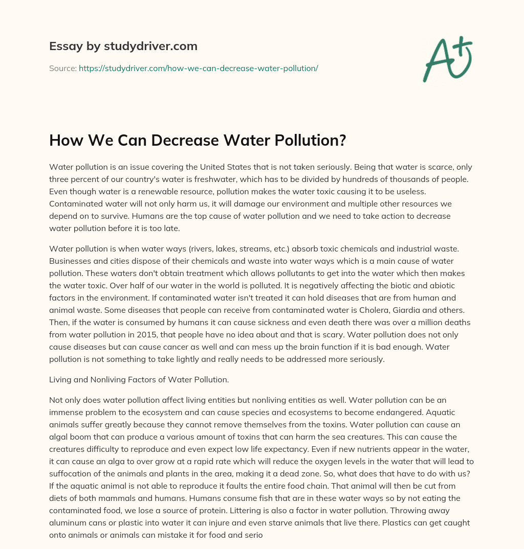 How we Can Decrease Water Pollution? essay