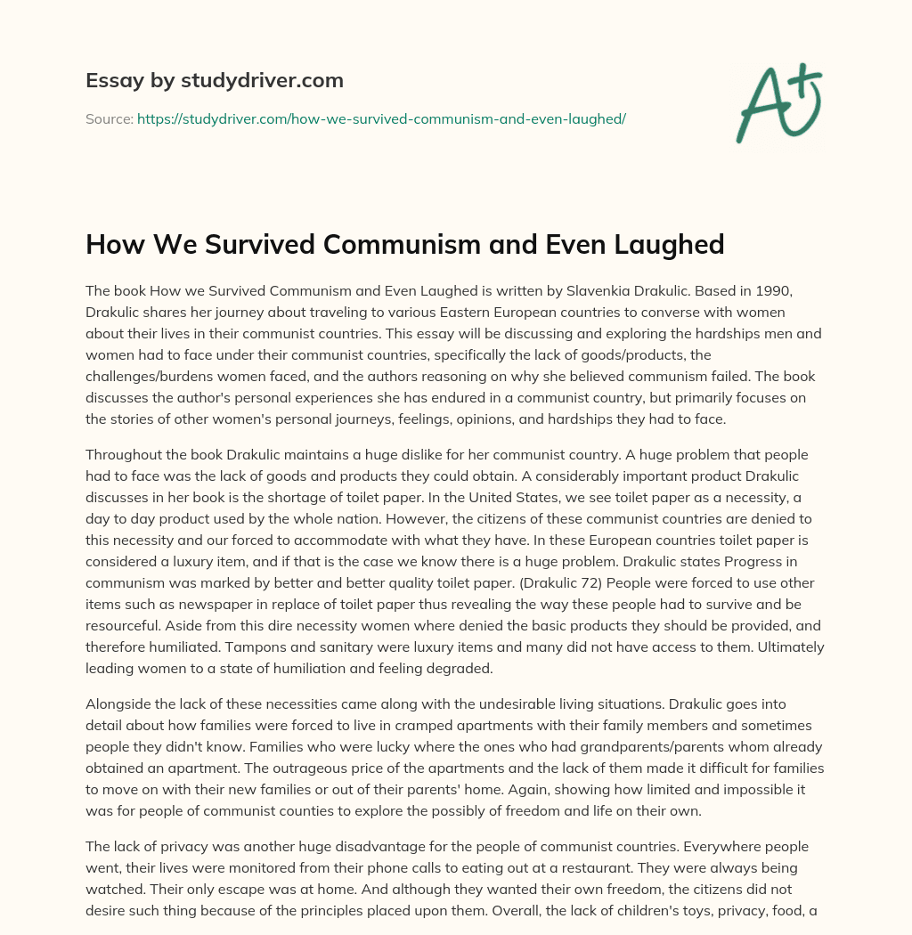 How we Survived Communism and Even Laughed essay