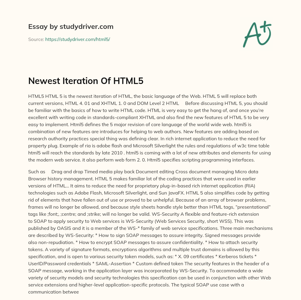 Newest Iteration of HTML5 essay