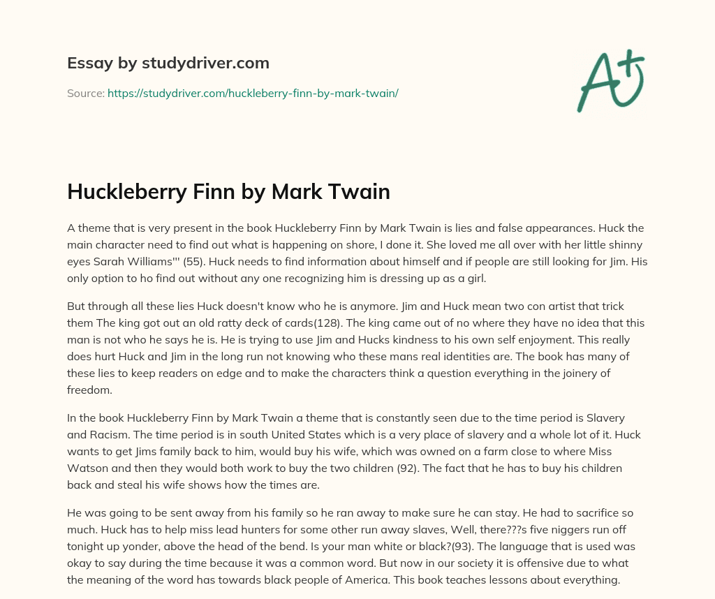 Huckleberry Finn by Mark Twain essay