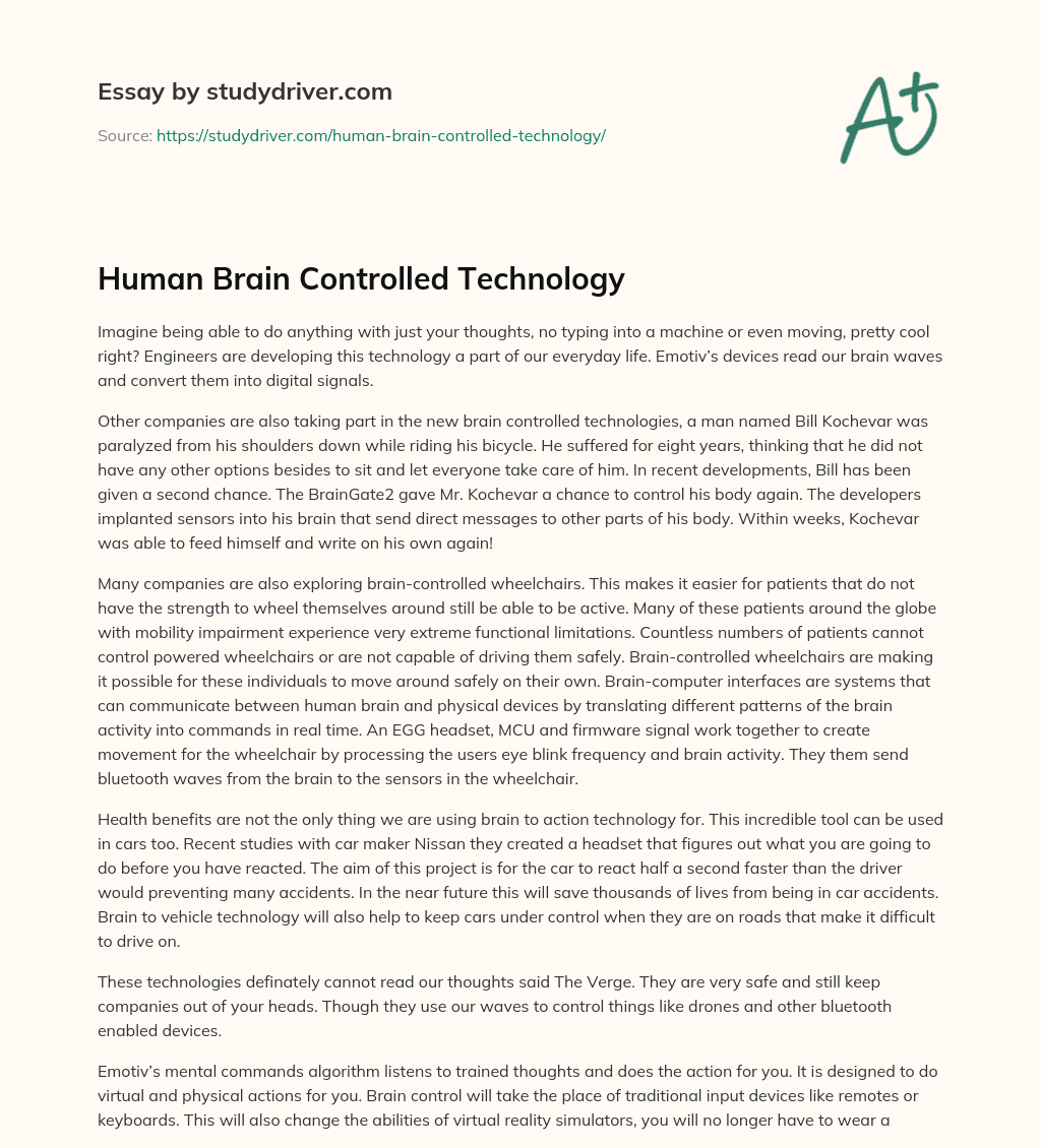 Human Brain Controlled Technology essay