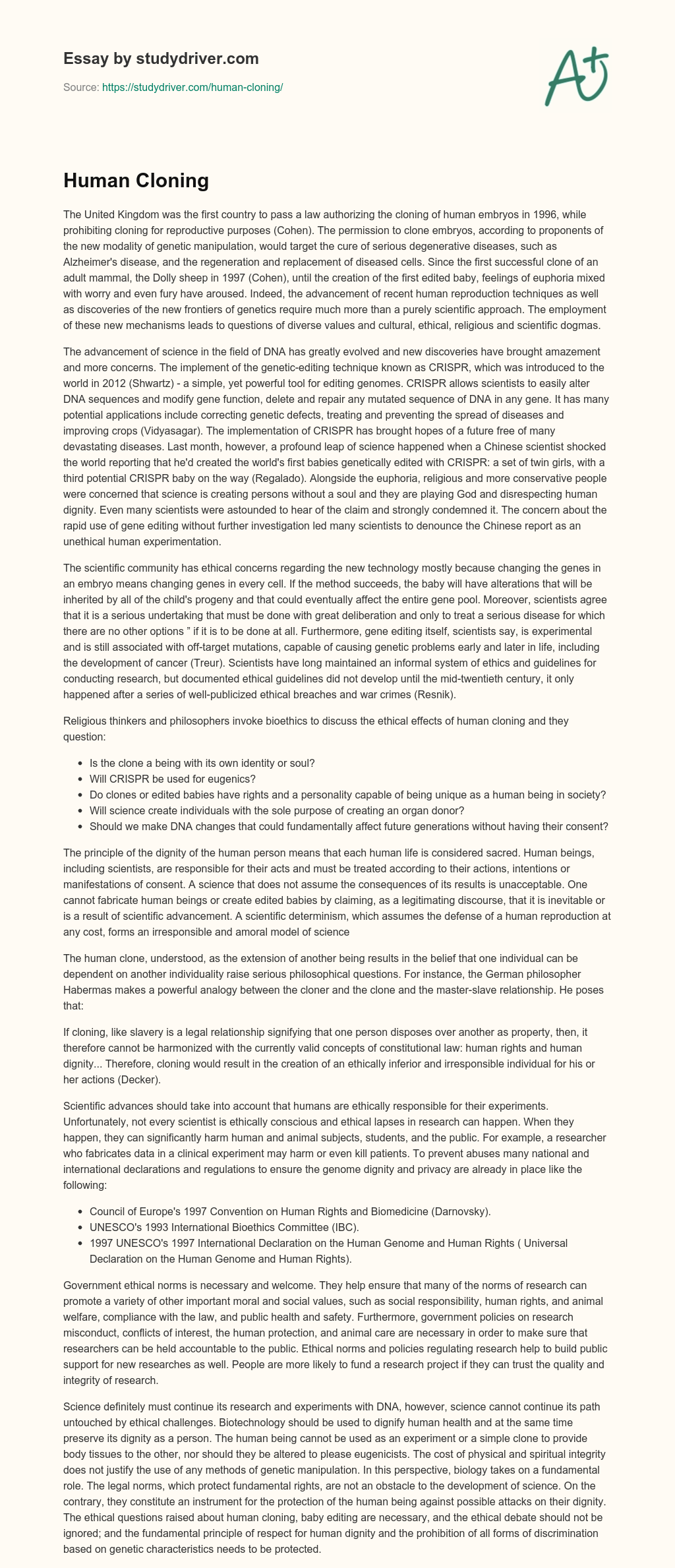 Human Cloning essay