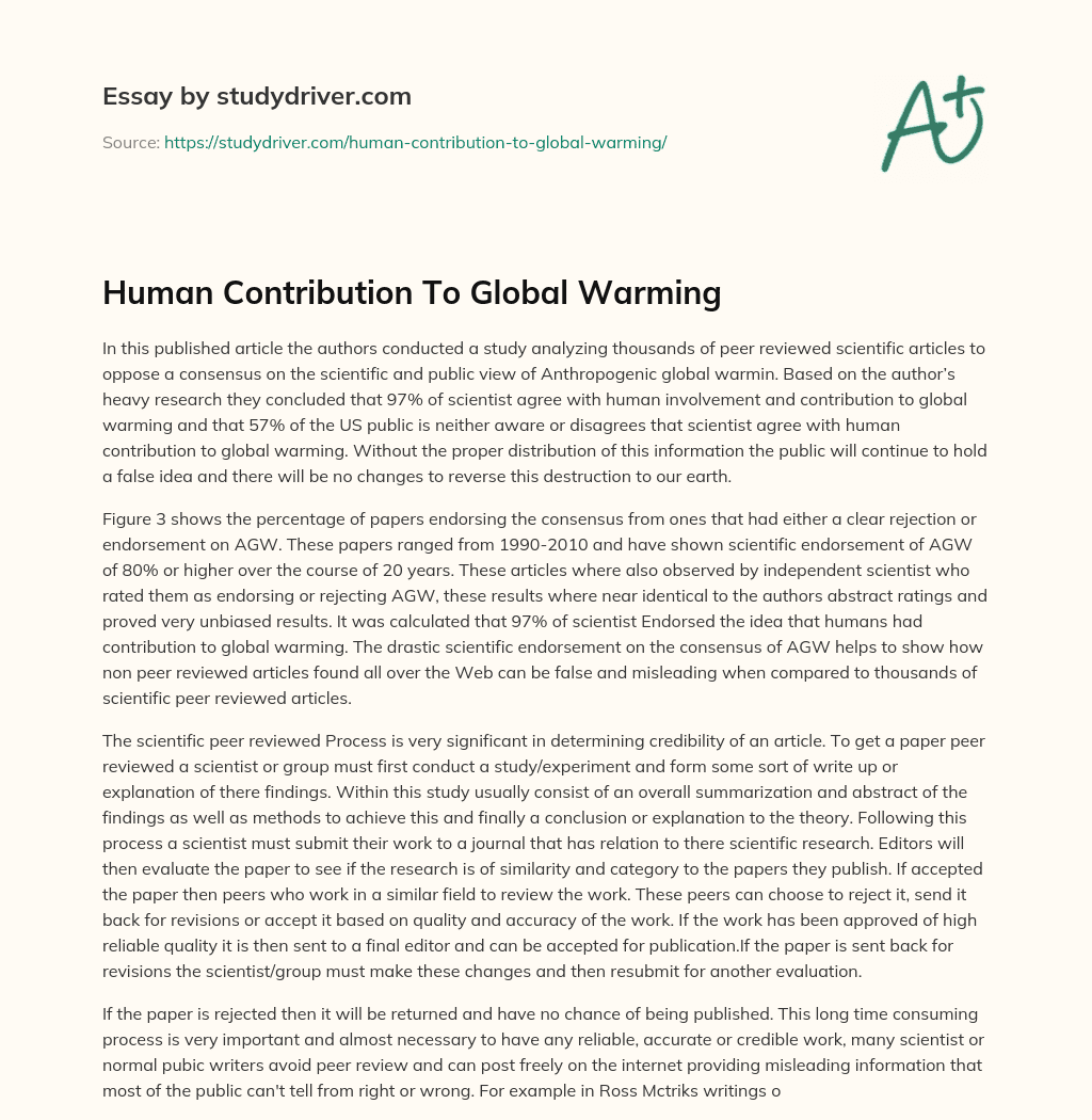Human Contribution to Global Warming essay