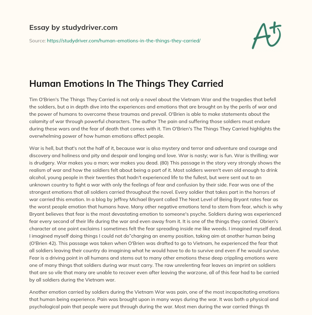 Human Emotions in the Things they Carried essay