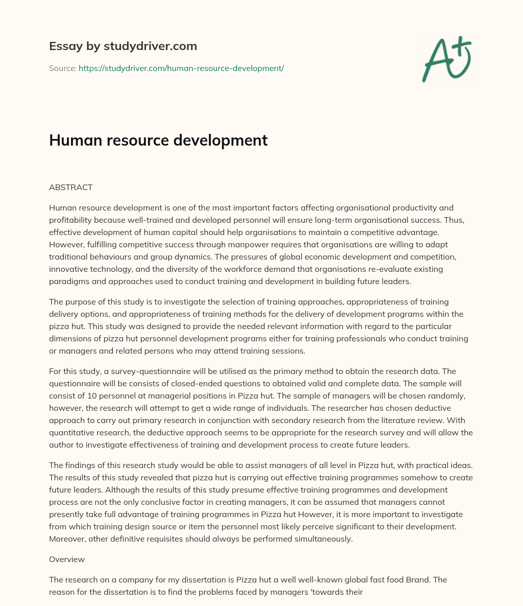 Human Resource Development essay