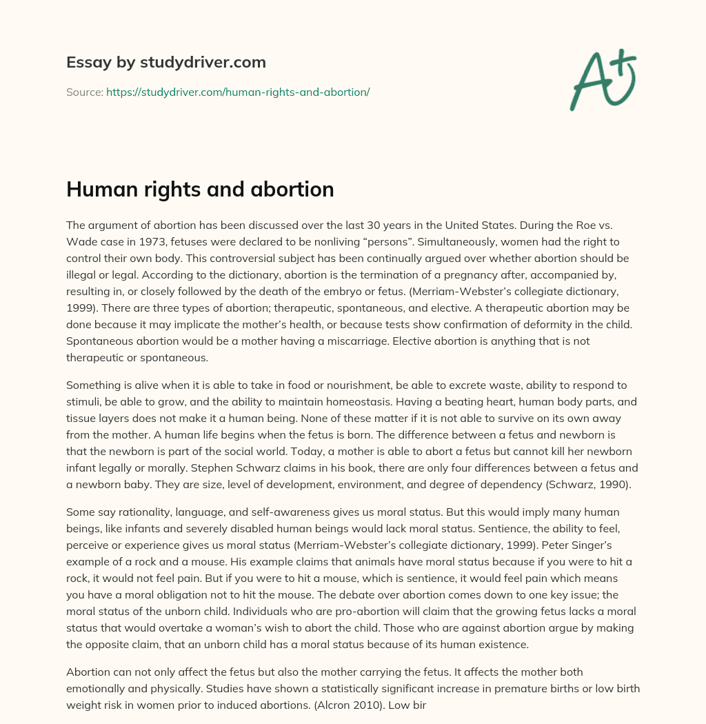 Human Rights and Abortion essay