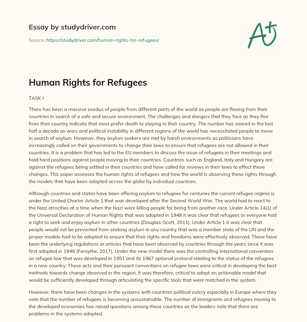 Human Rights for Refugees essay