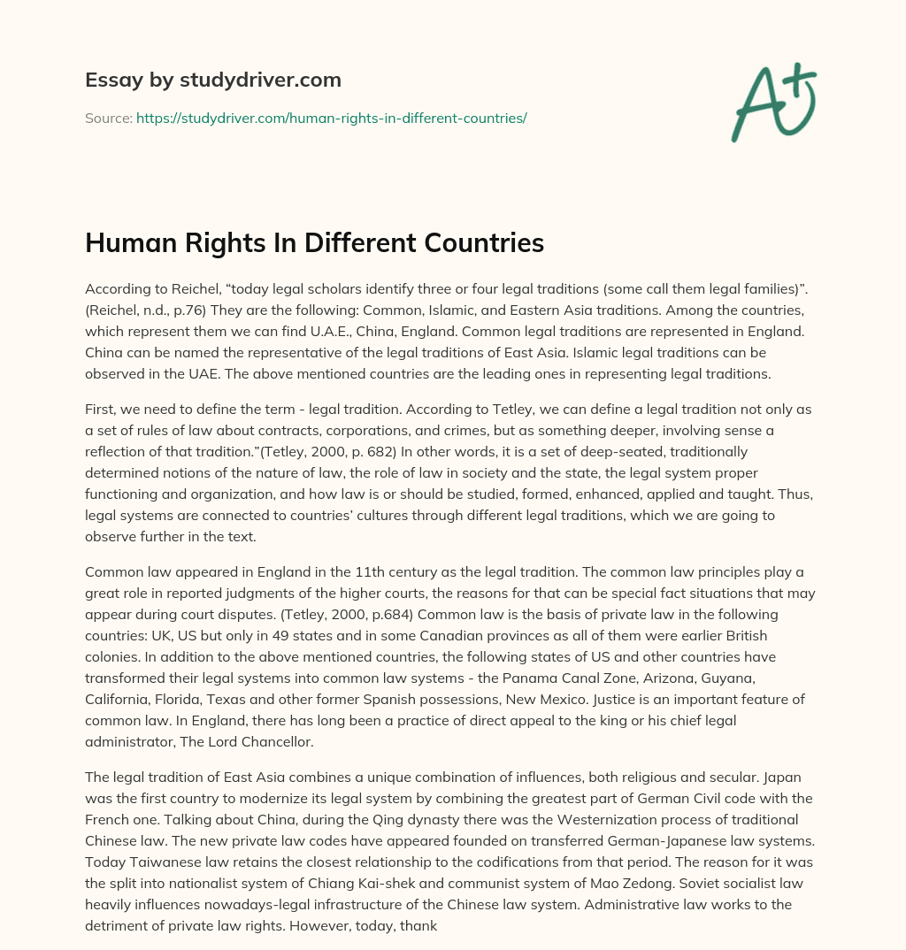 Human Rights in Different Countries essay
