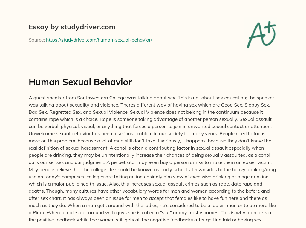 Human Sexual Behavior essay