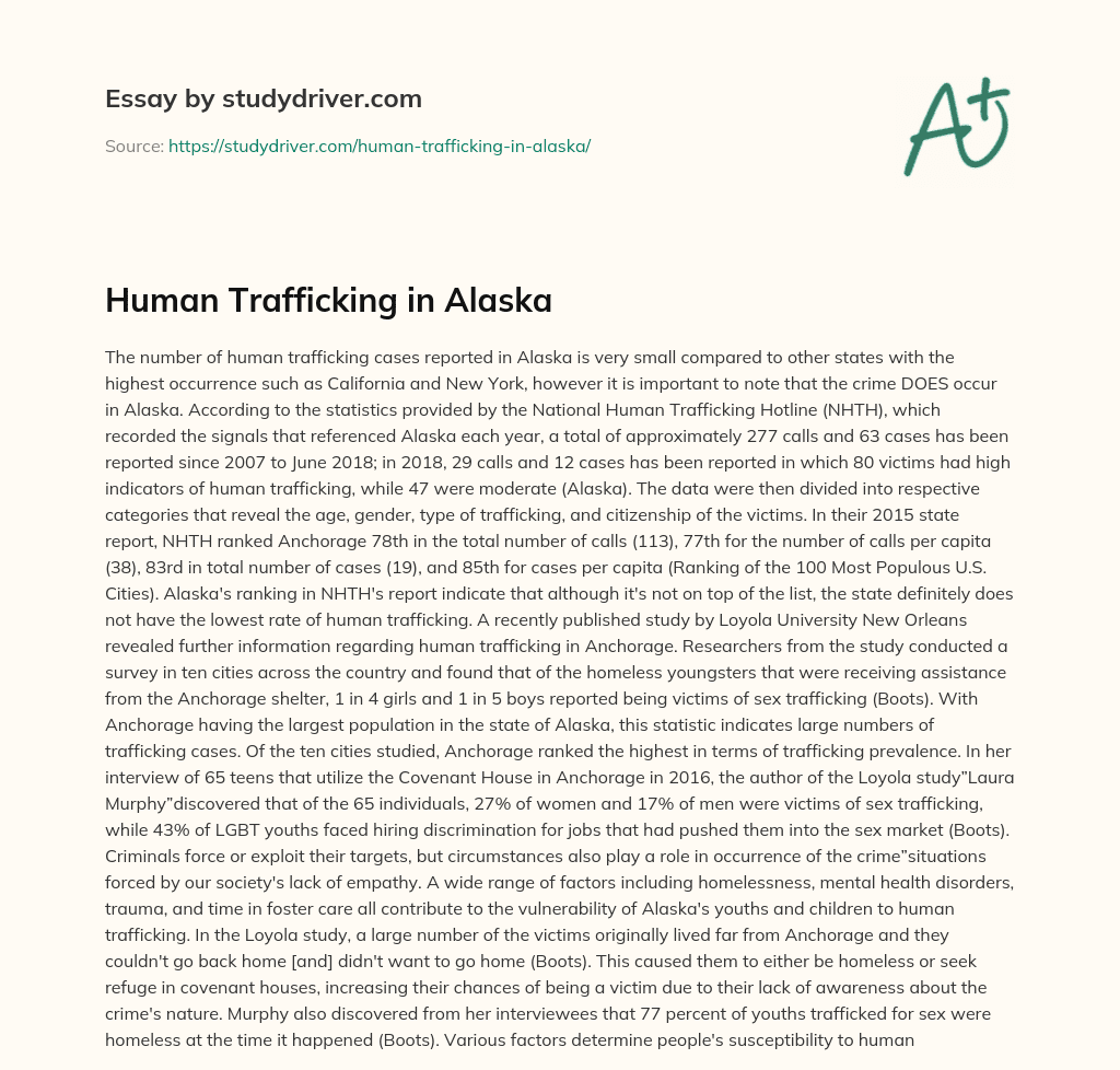 Human Trafficking in Alaska essay