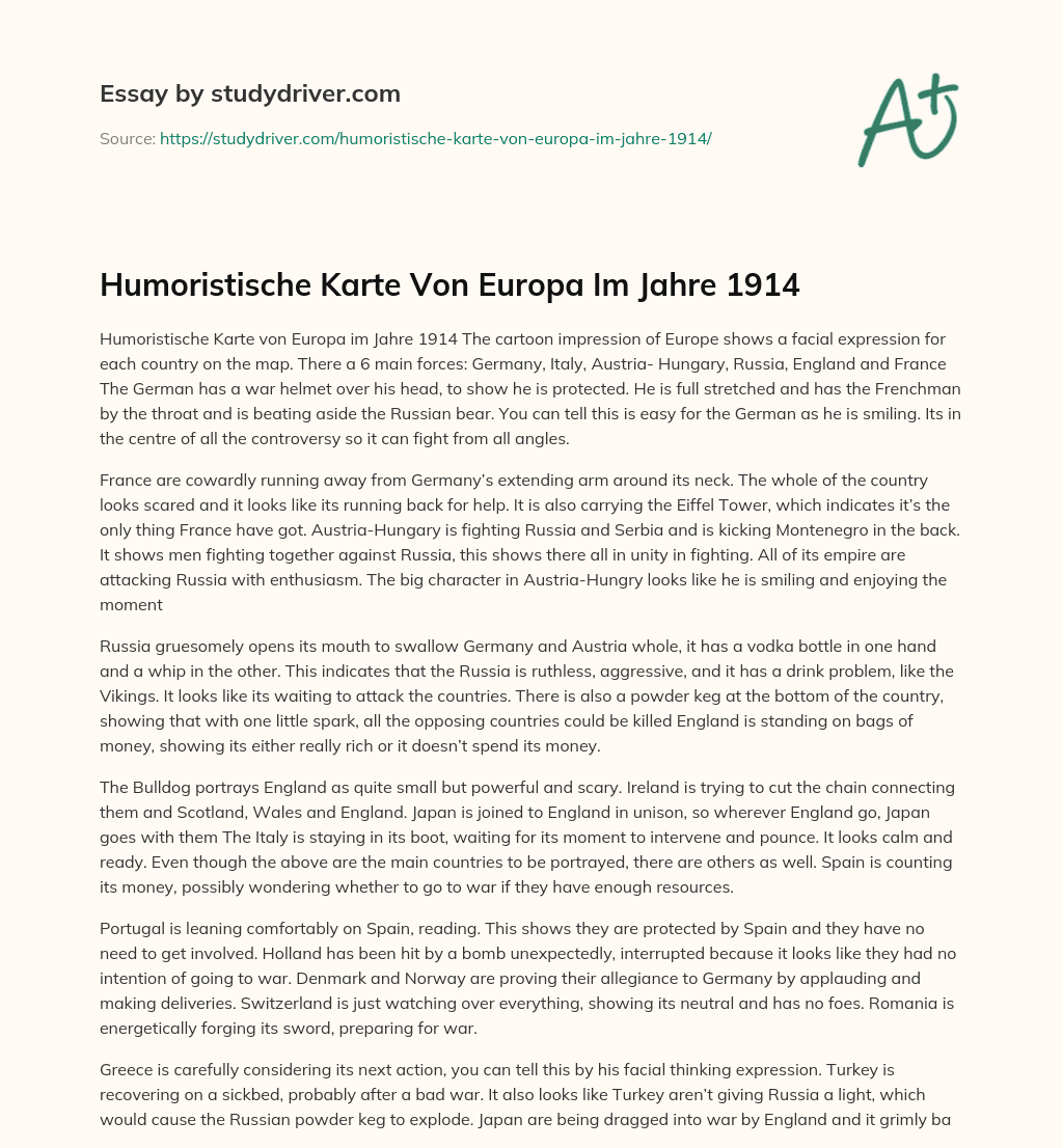 Humoristische Karte Von Europa Im Jahre 1914 essay