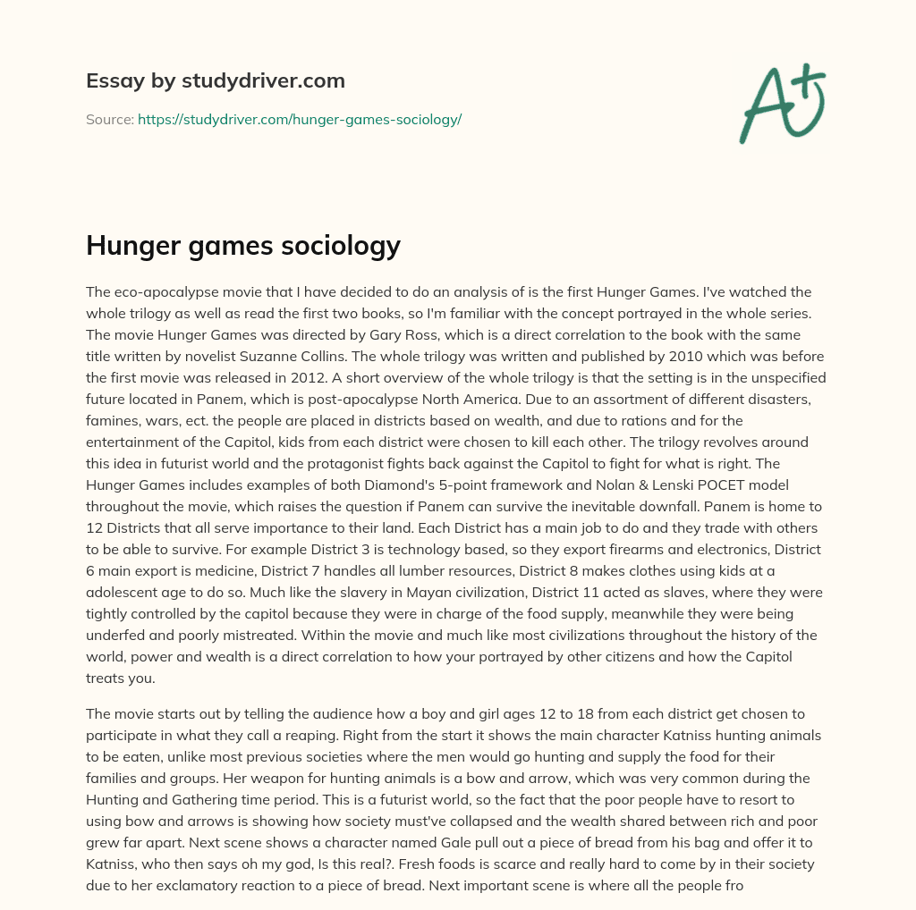 Hunger Games Sociology essay