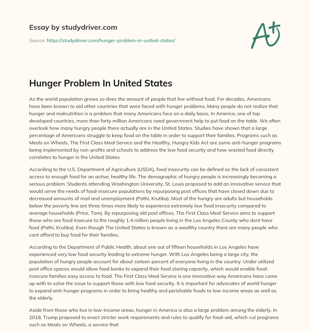 Hunger Problem in United States essay
