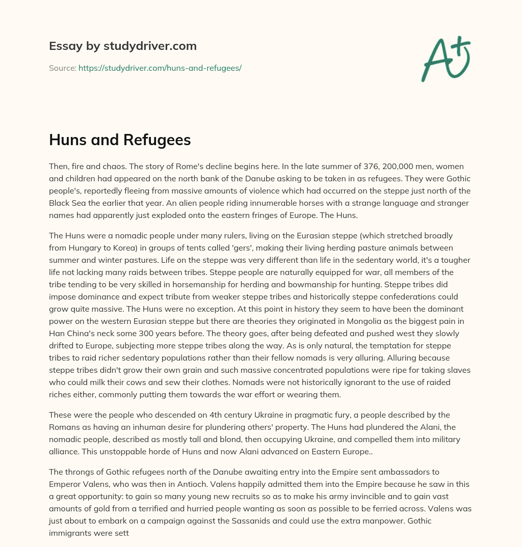 Huns and Refugees essay