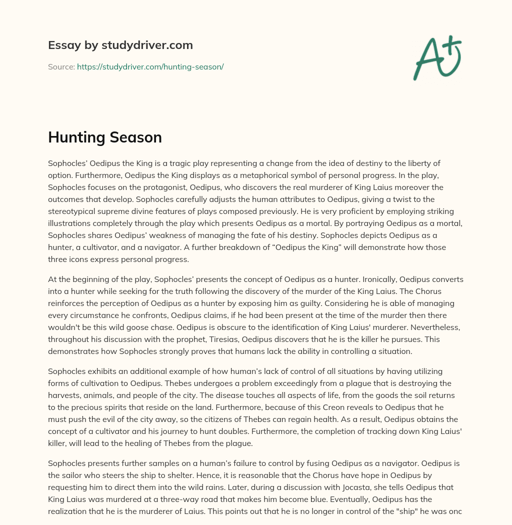 Hunting Season essay