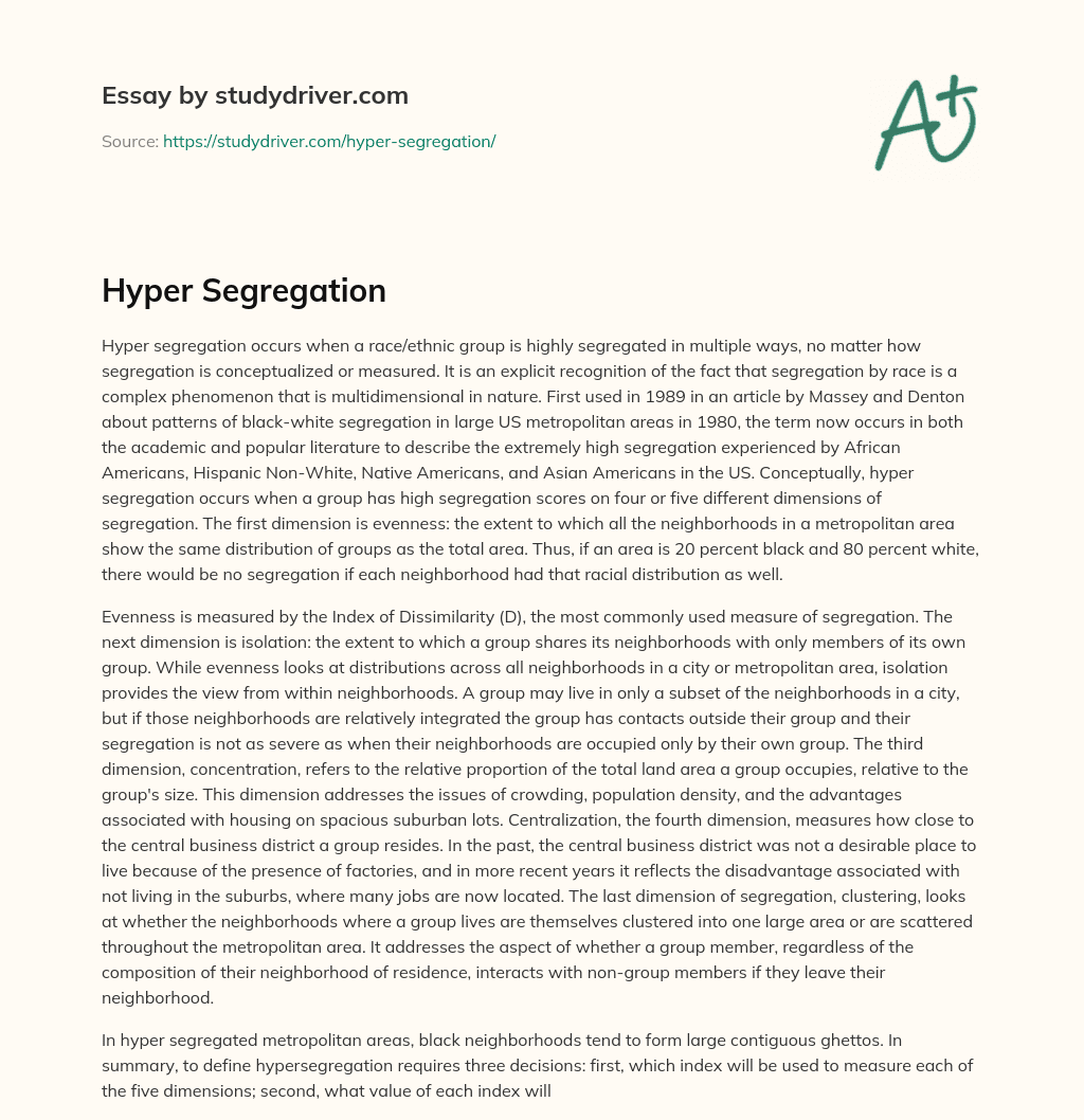 Hyper Segregation essay