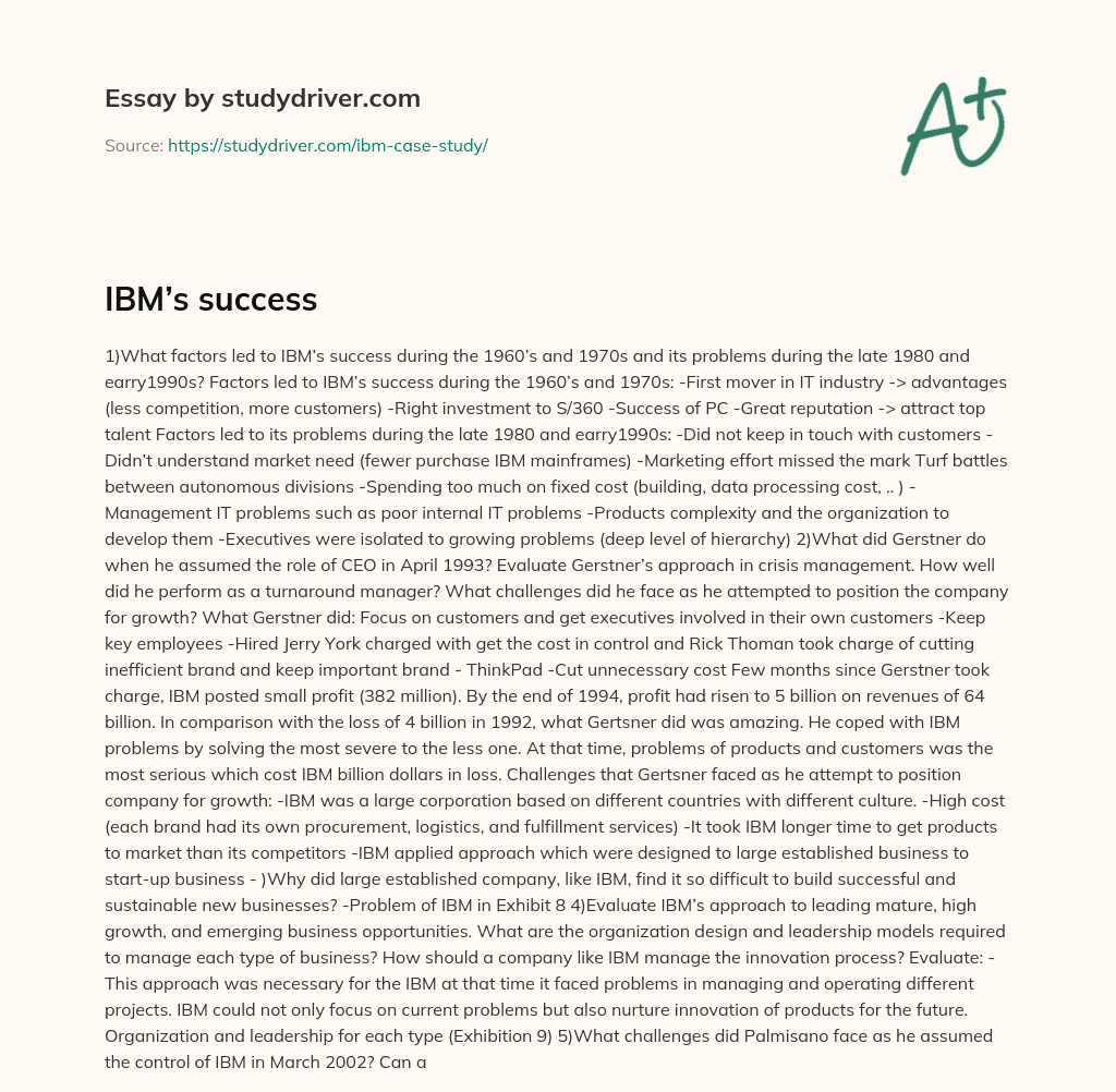 IBM’s Success essay