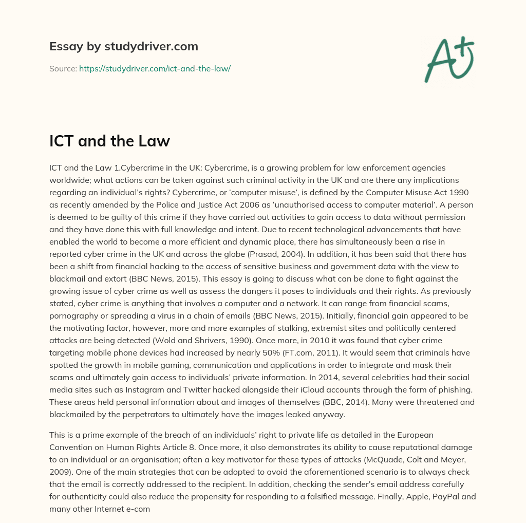 ICT and the Law essay