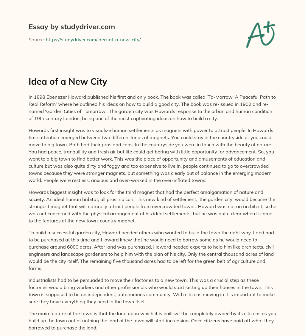 Idea of a New City essay