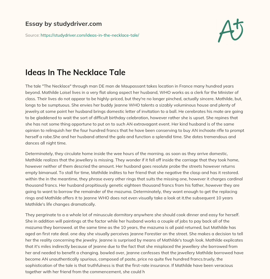 Ideas in the Necklace Tale essay