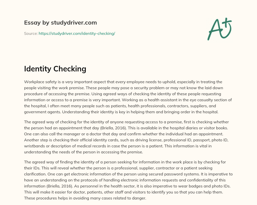 Identity Checking essay