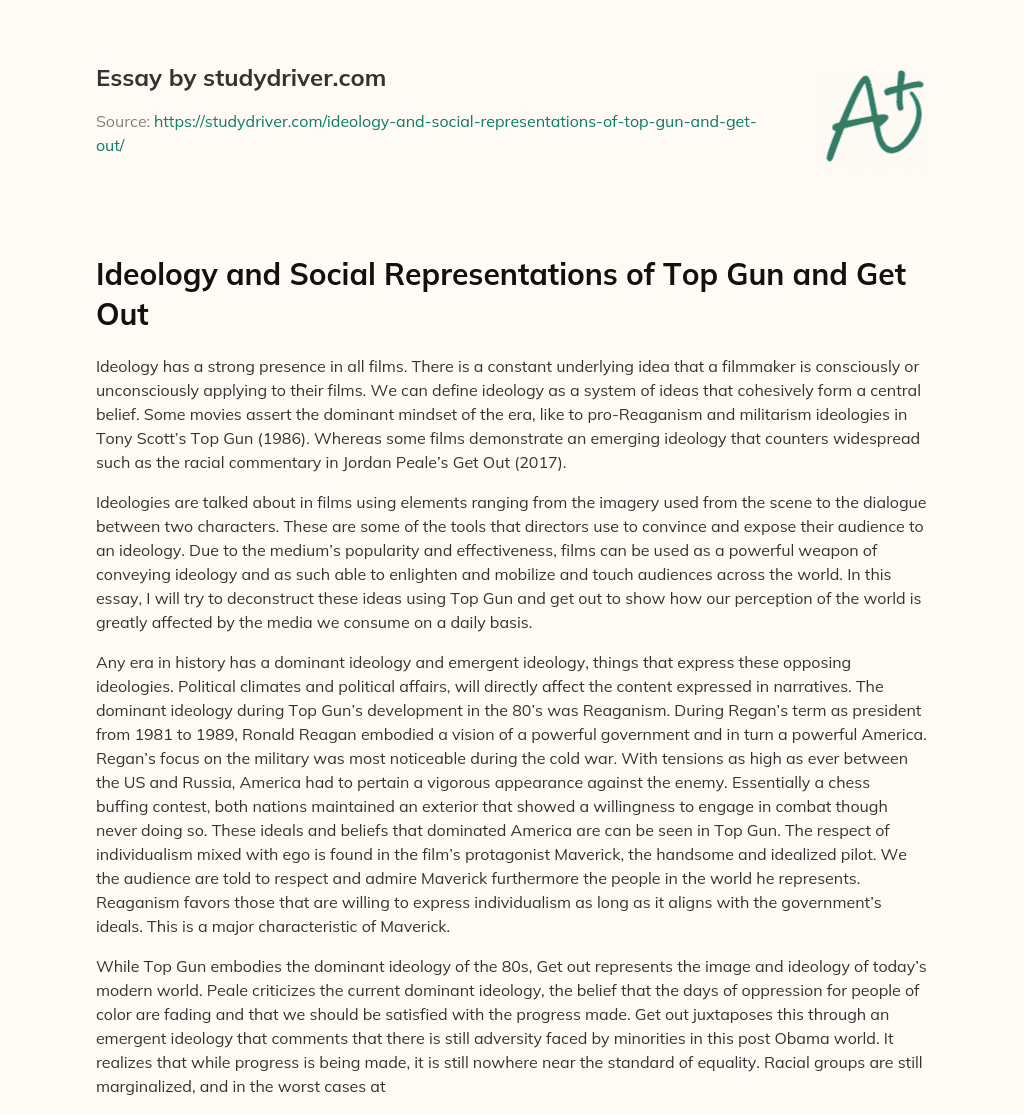 Ideology and Social Representations of Top Gun and Get out essay