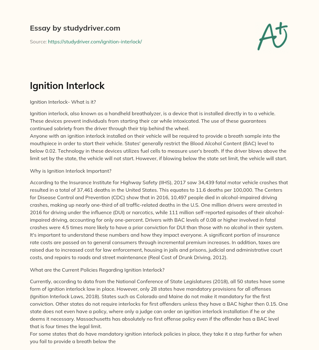 Ignition Interlock essay