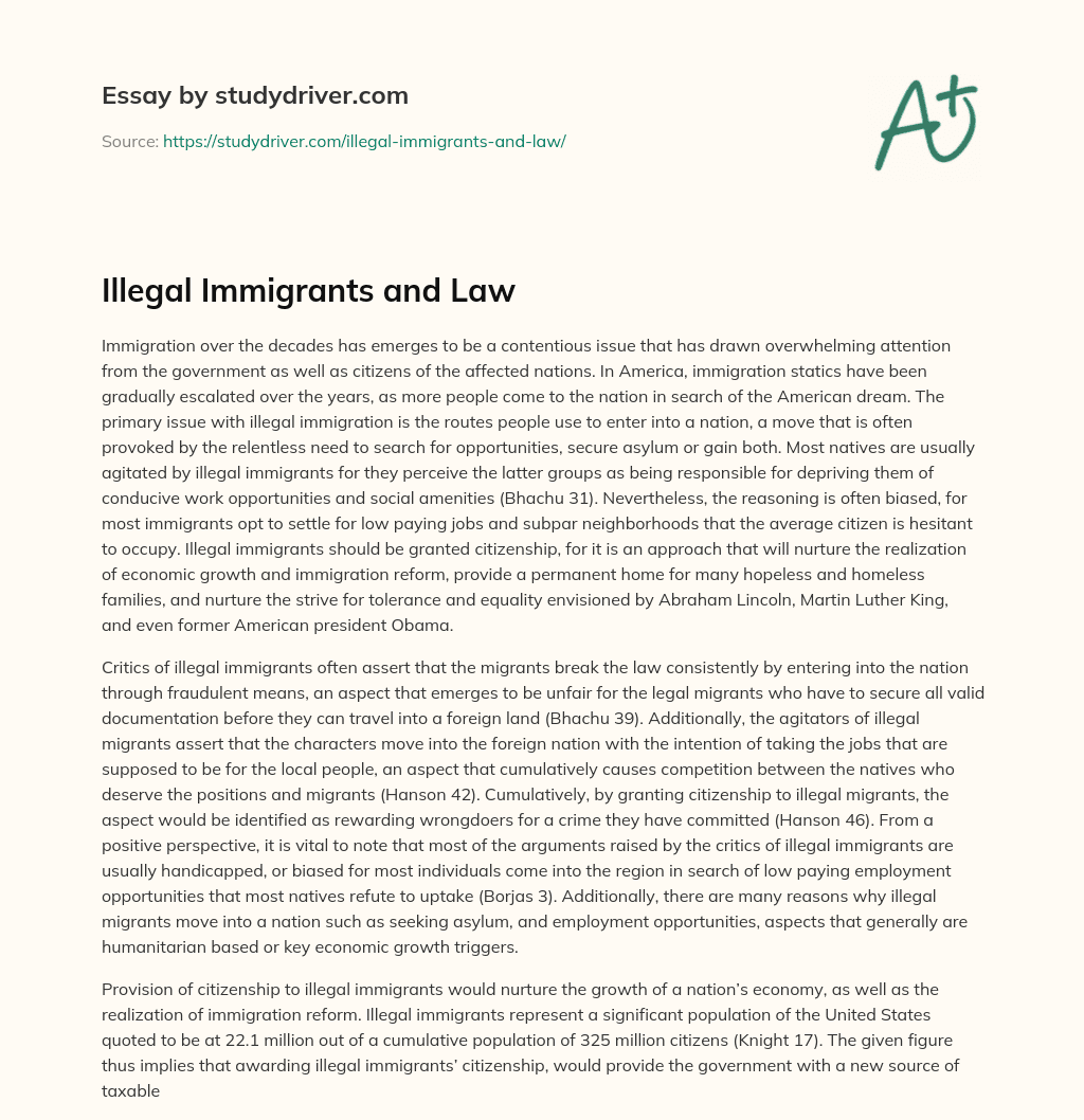 Illegal Immigrants and Law essay