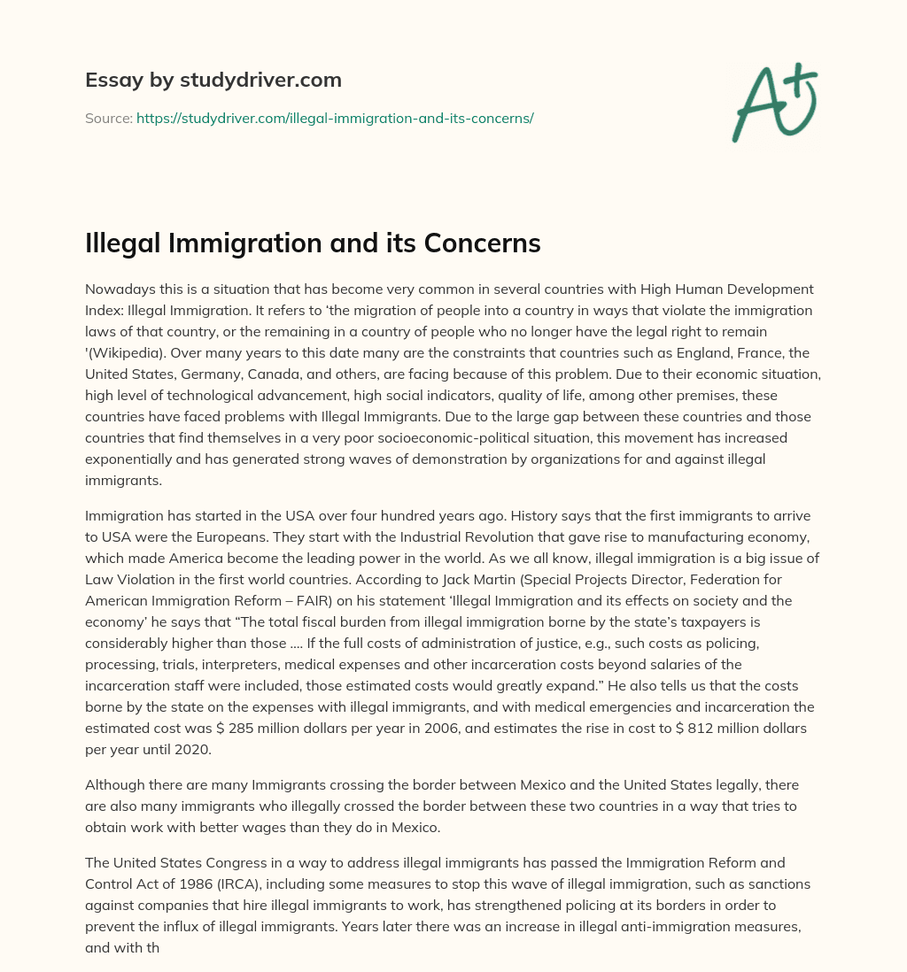 Illegal Immigration and its Concerns essay