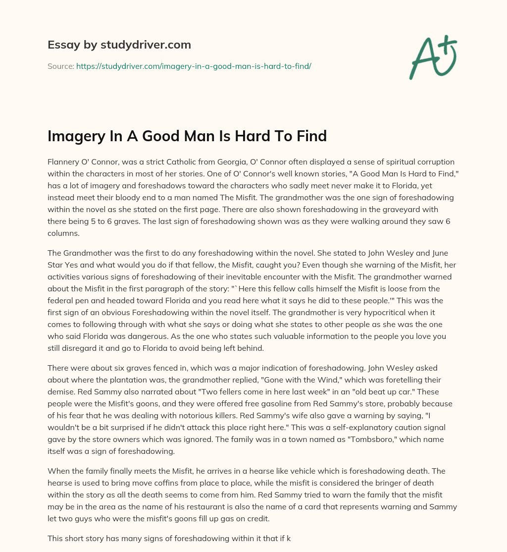 Imagery in a Good Man is Hard to Find essay