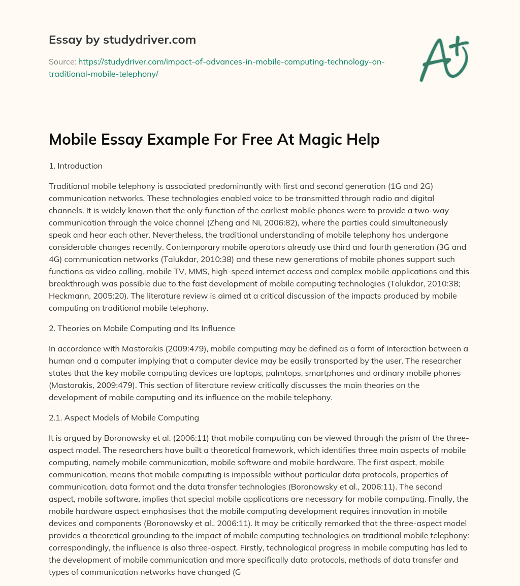 Mobile Essay Example for Free at Magic Help essay