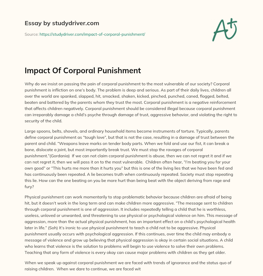 Impact of Corporal Punishment essay