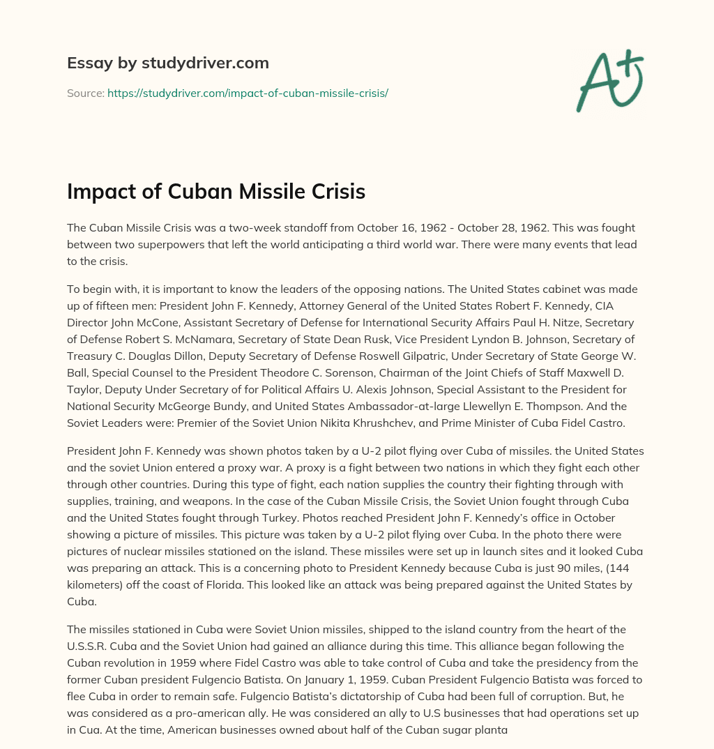 Impact of Cuban Missile Crisis essay
