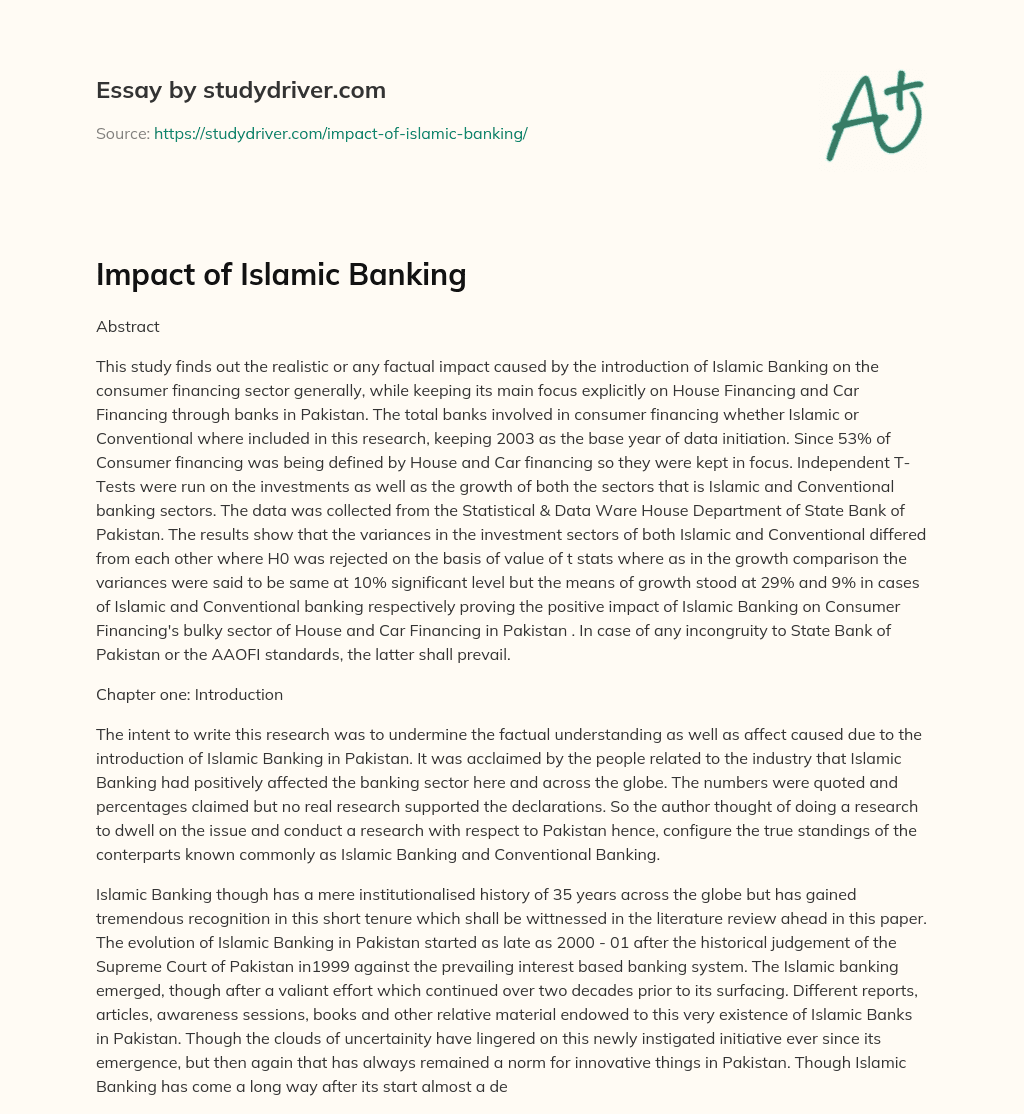Impact of Islamic Banking essay