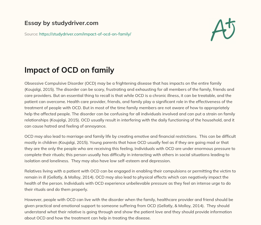 Impact of OCD on Family essay