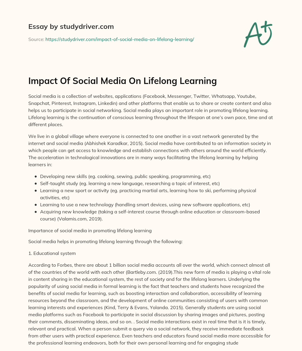 Impact of Social Media on Lifelong Learning essay