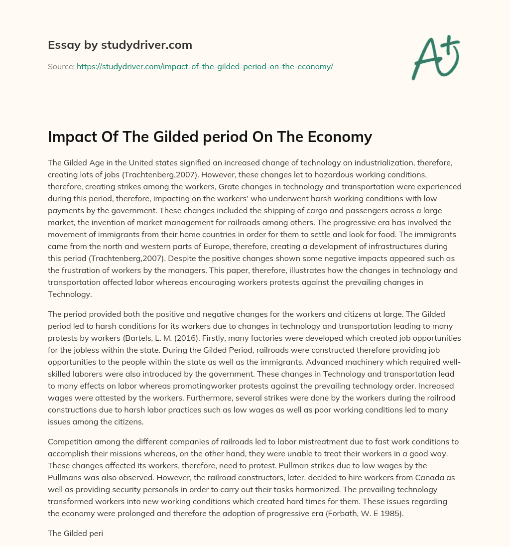 Impact of the Gilded Period on the Economy essay