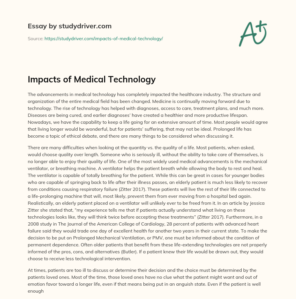 Impacts of Medical Technology essay