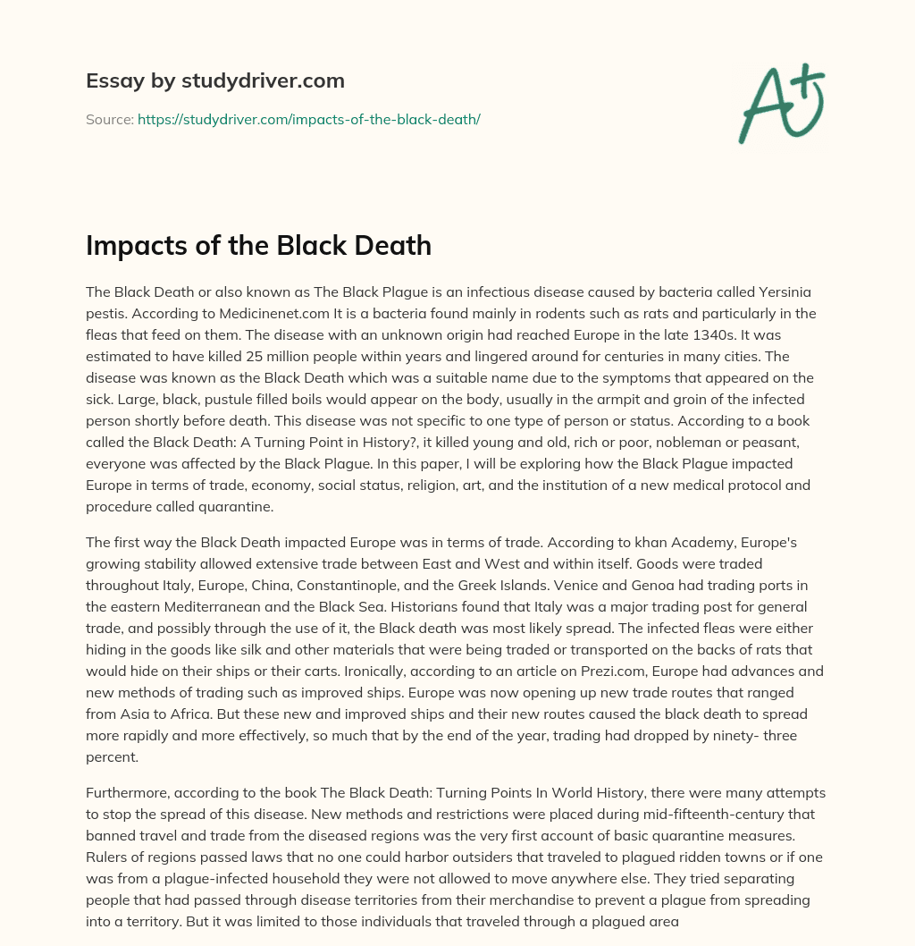 Impacts of the Black Death essay