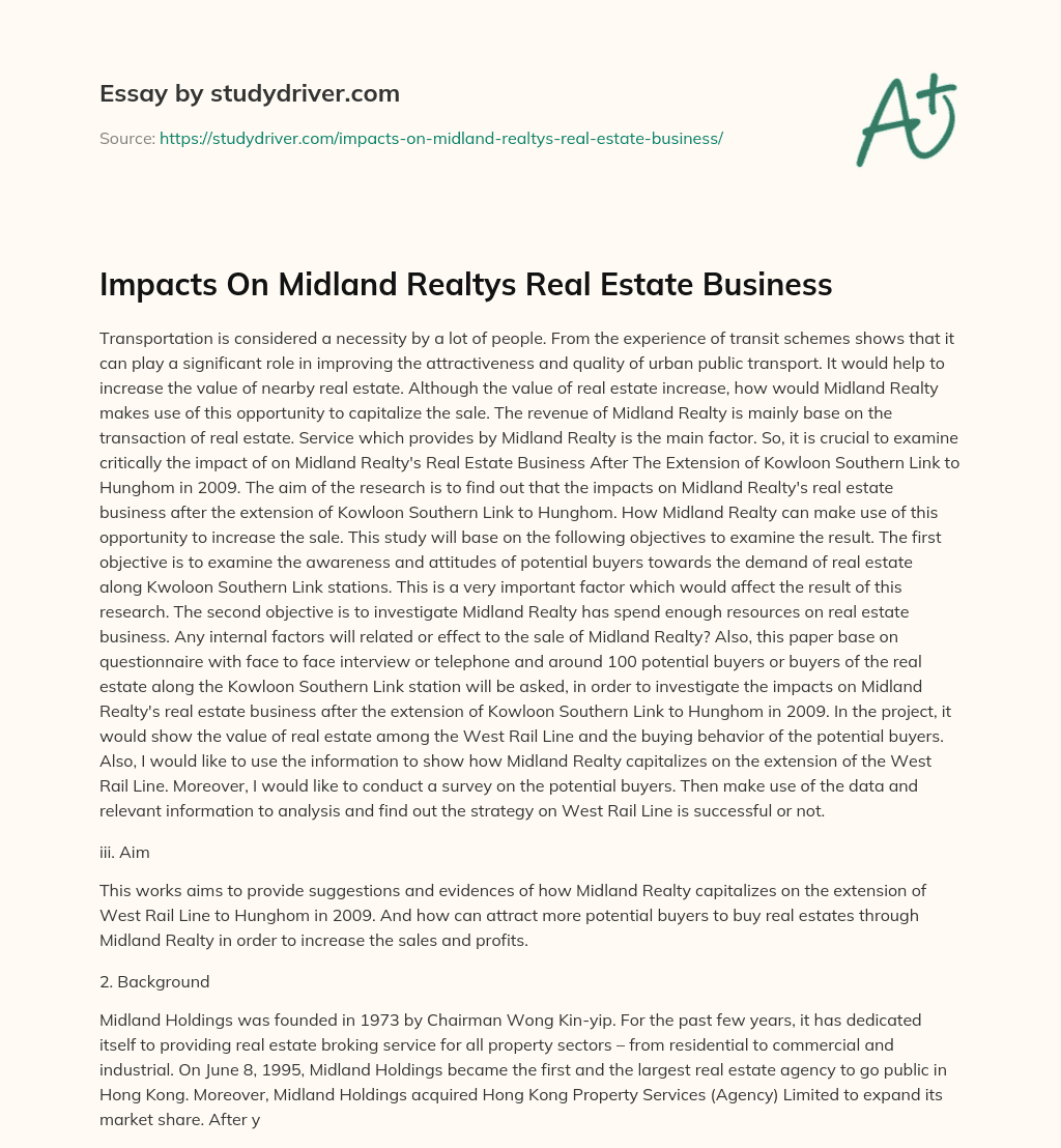 Impacts on Midland Realtys Real Estate Business essay