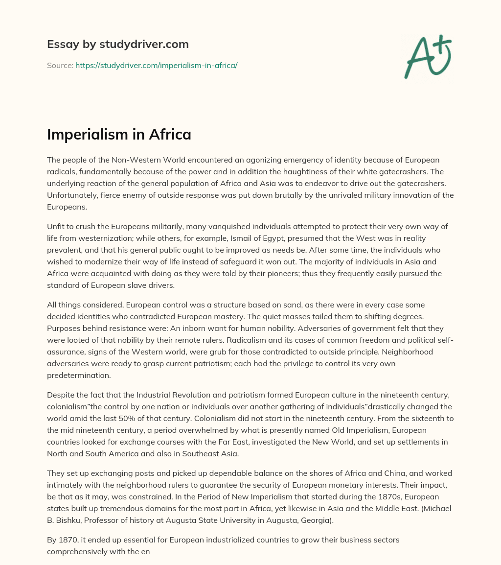 Imperialism in Africa essay
