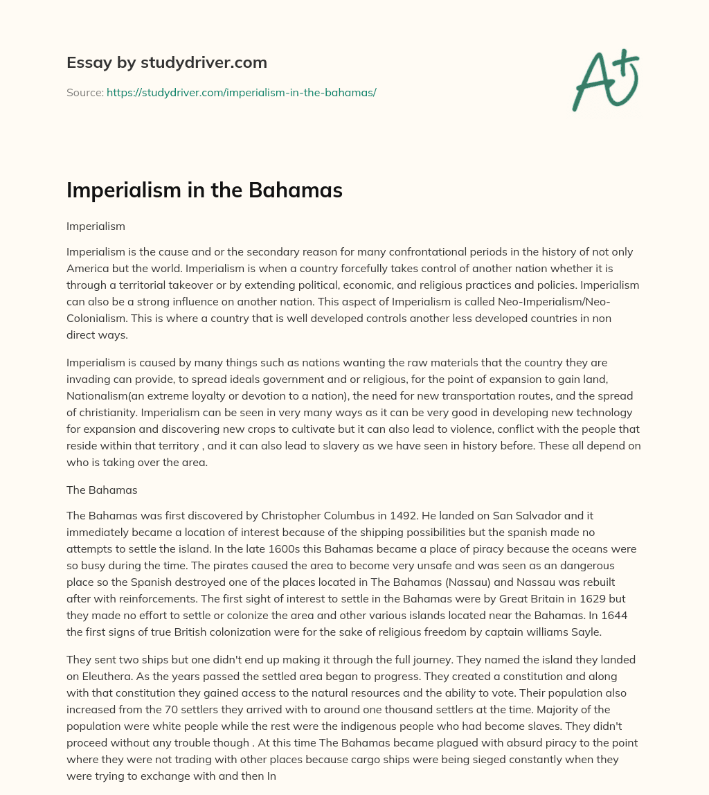 Imperialism in the Bahamas essay