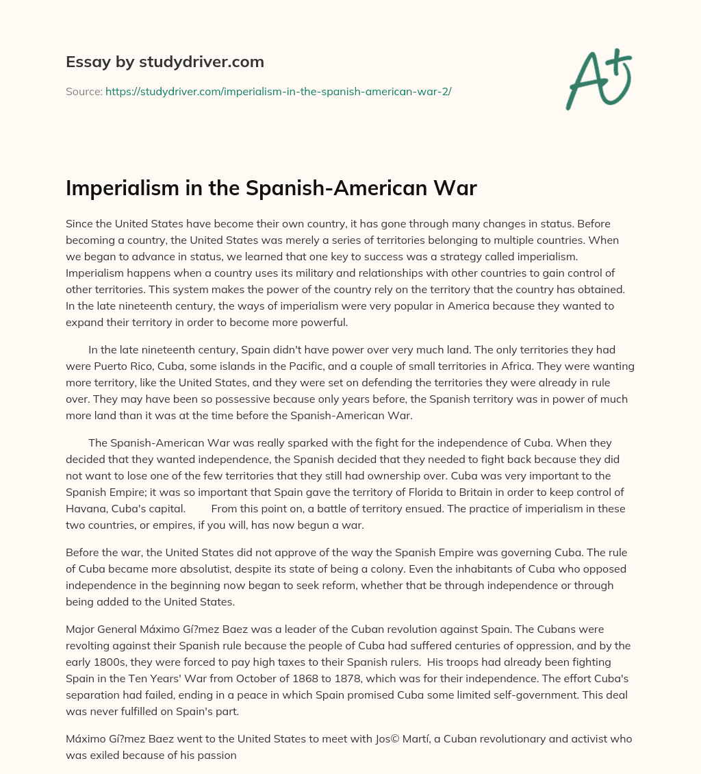Imperialism in the Spanish-American War essay