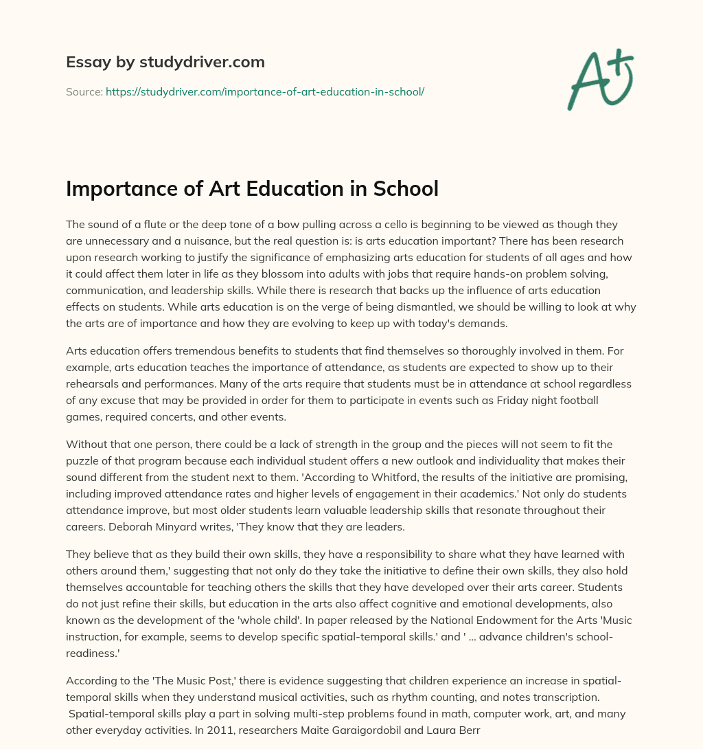 Importance of Art Education in School essay