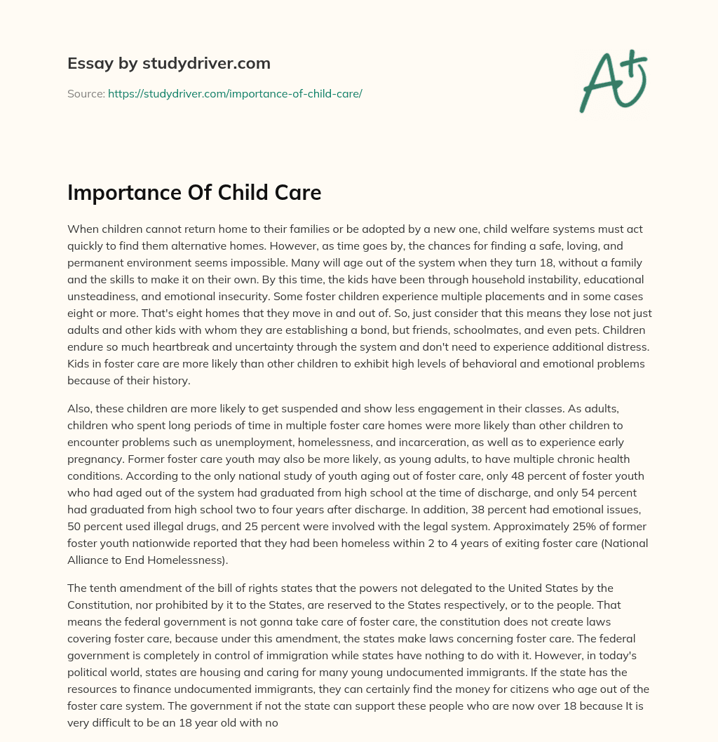 Importance of Child Care essay